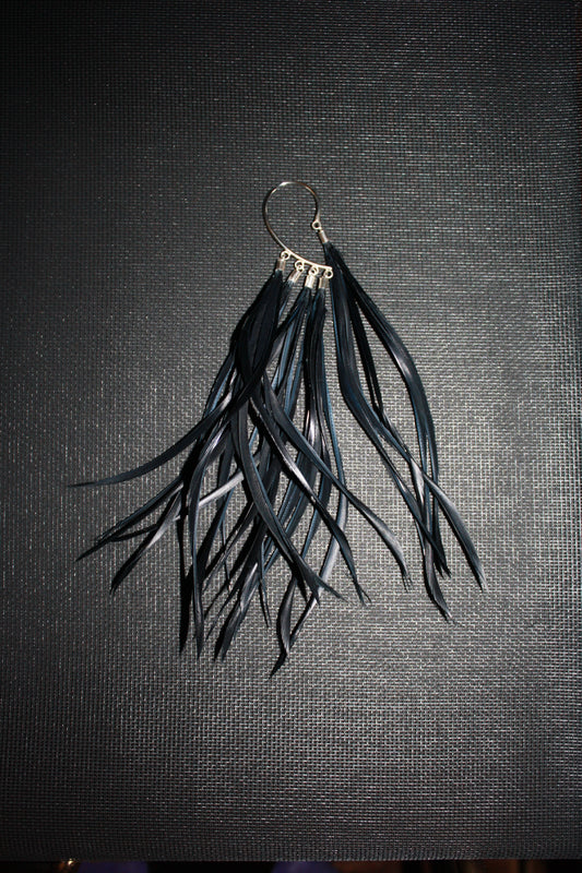 black feather ear hook sterling silver handcrafted no piercing necessary