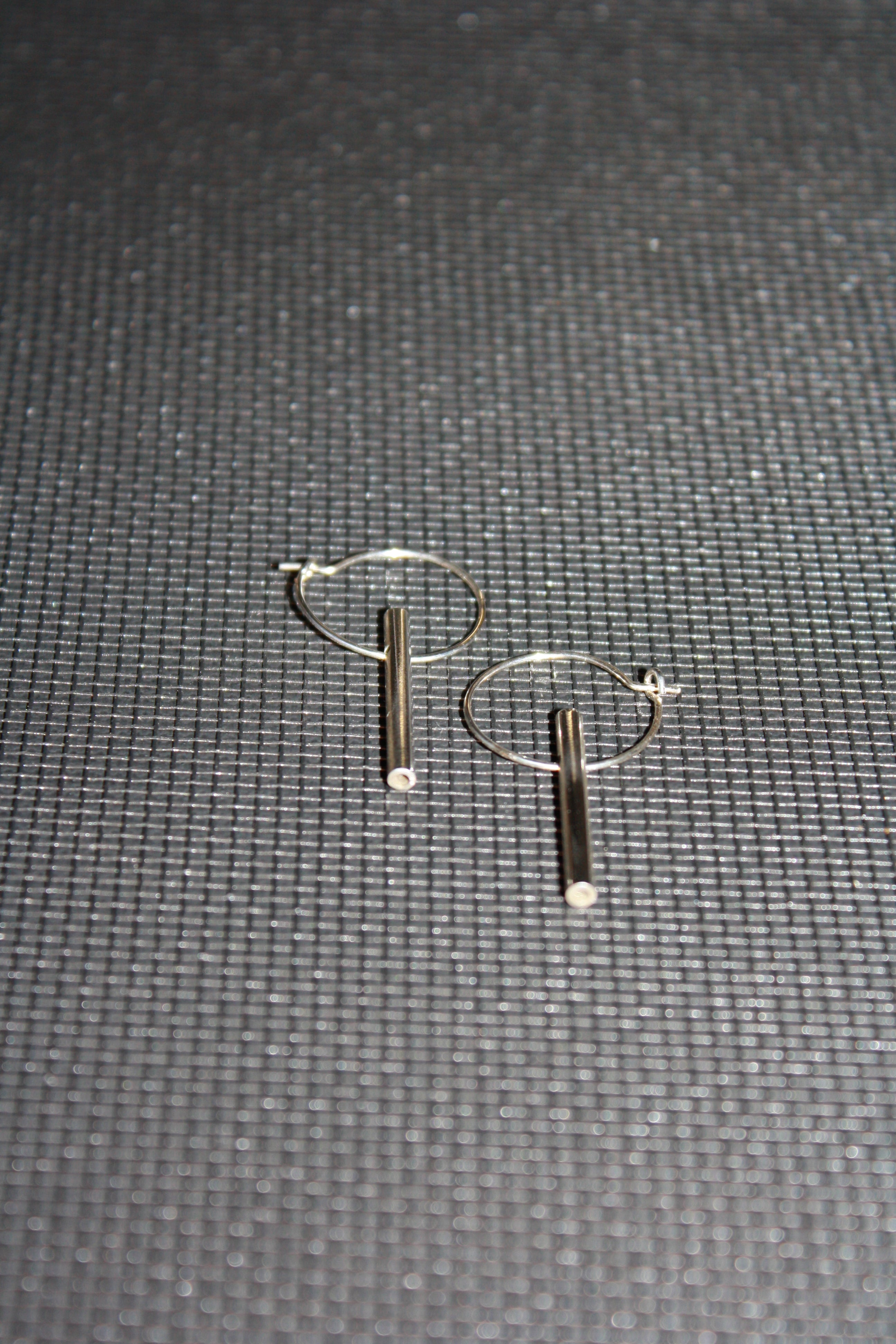 sterling silver bar mini hoop earring angle view